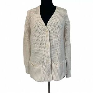 360 Sweater Cardigan XS Beige Button Front V Neck